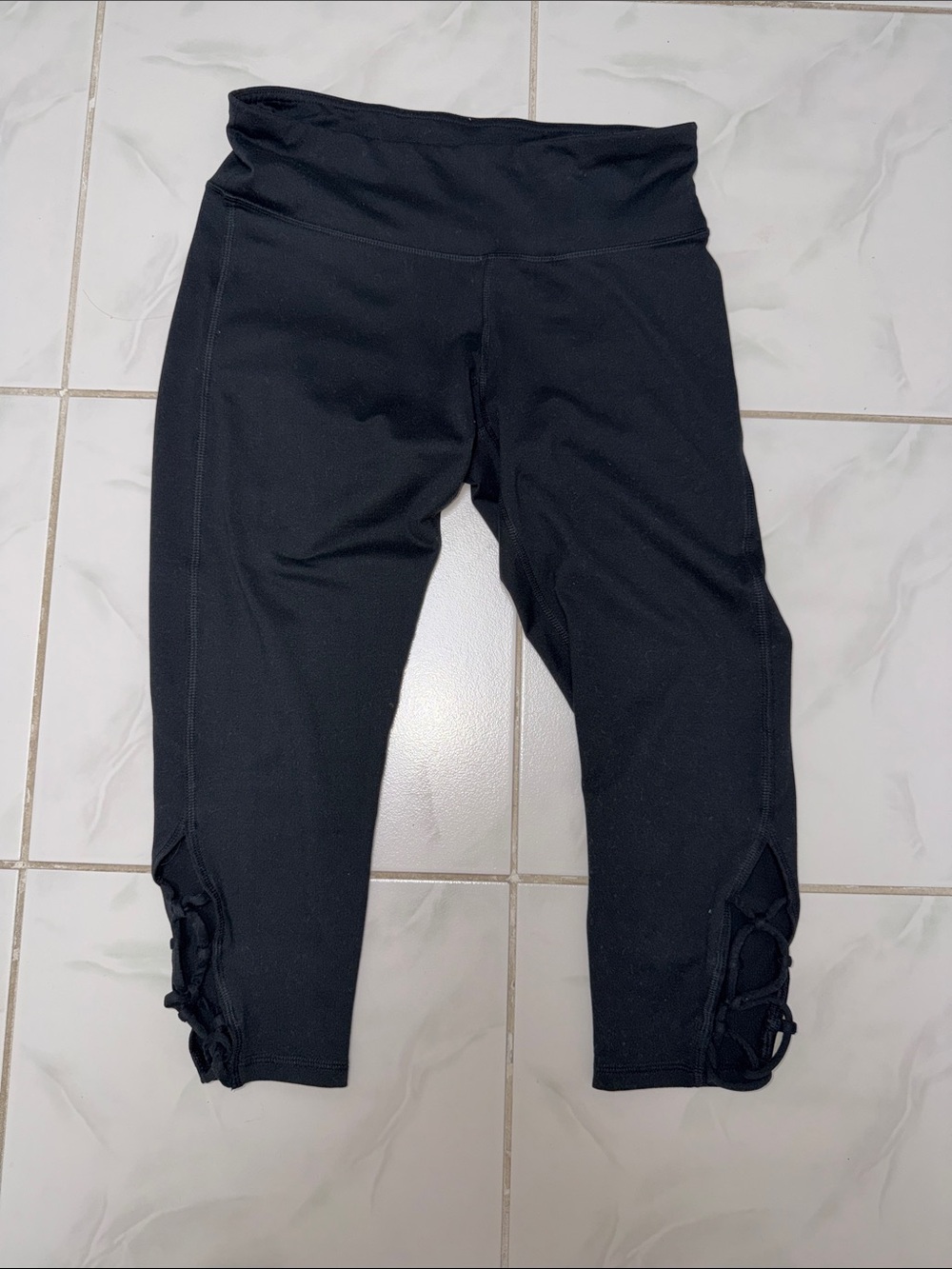Champion Black Capri Leggings with Lattice Side Detail